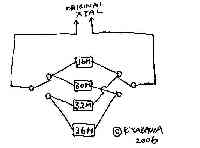 水晶を4つ切り替える回路図