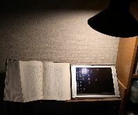 本と並べて照明